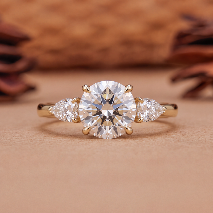 2.0CT Round Three Stones E/VS1 Lab Grown Diamond Engagement Ring