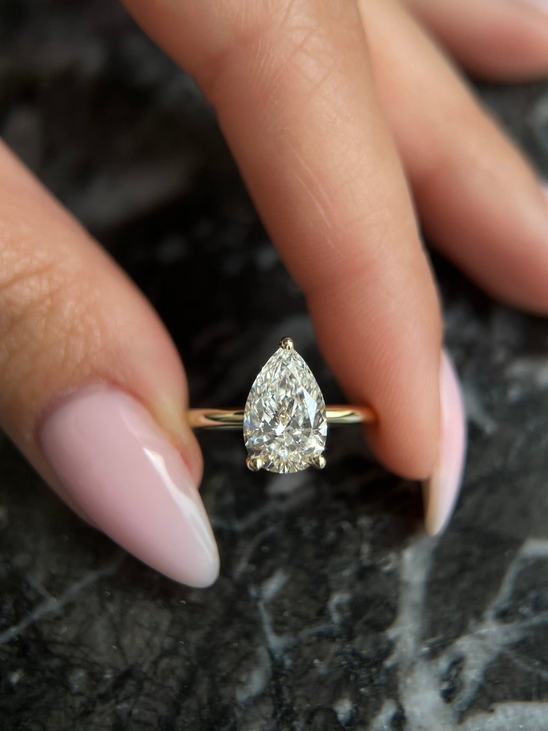 Shop pear solitaire lab grown diamond engagement ring
