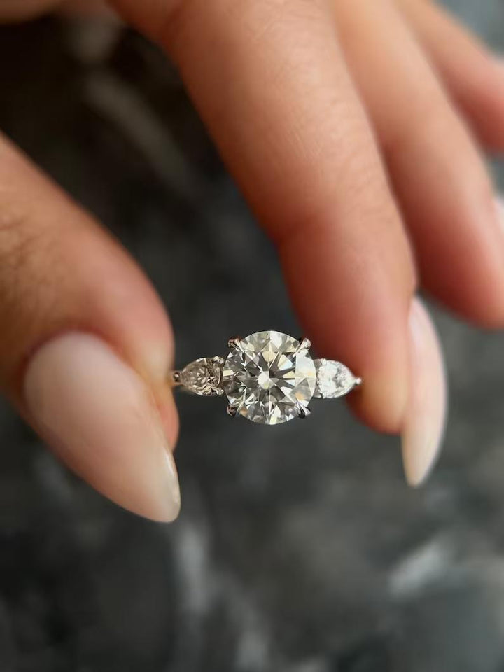 2.0CT round cut three stone engagement ring available to buy now