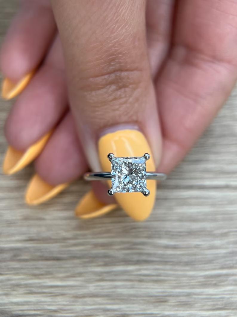 Discover princess solitaire lab grown diamond engagement ring online