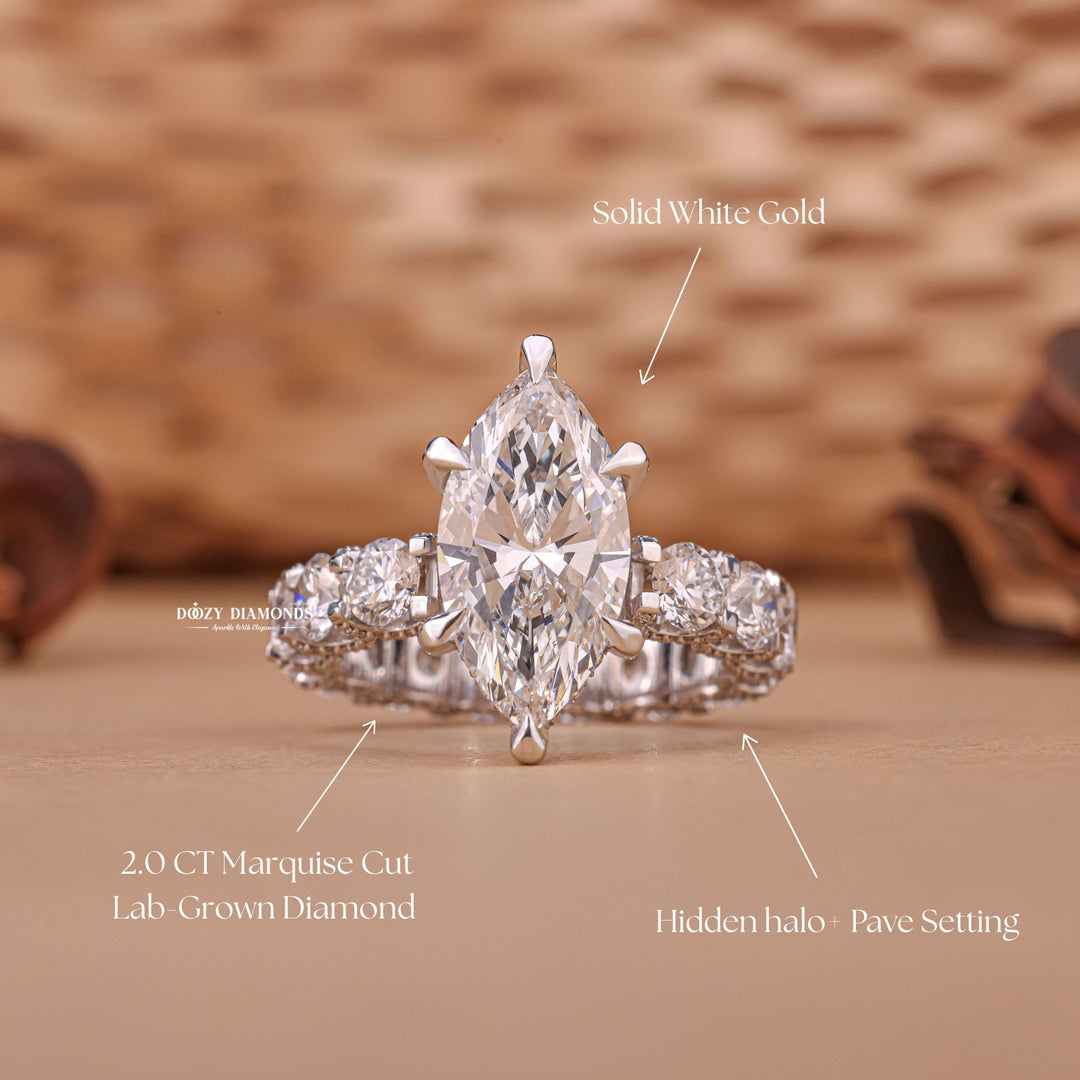 Buy marquise cut pave diamond engagement ring with free shipping