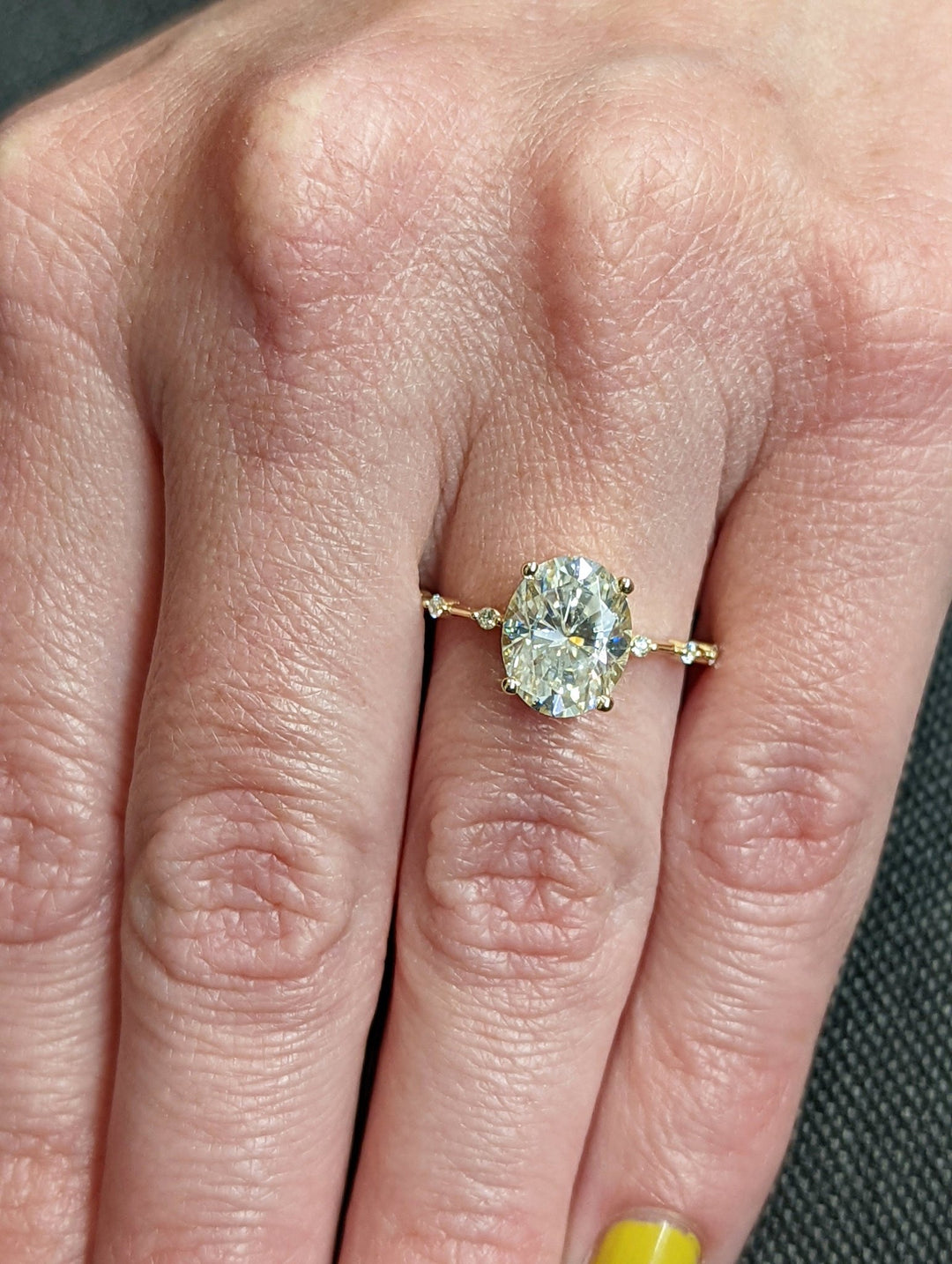 Oval pave diamond engagement ring available in multiple metals