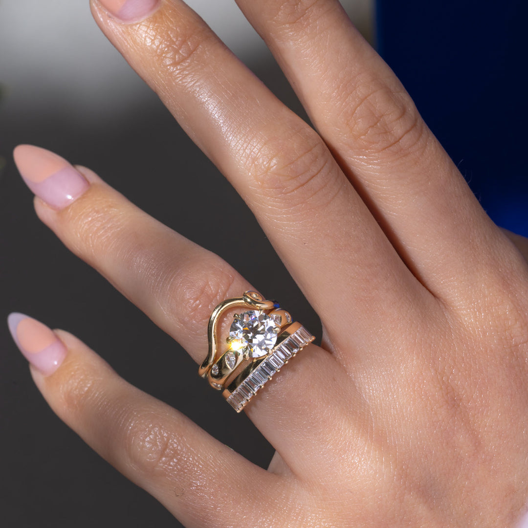 2.50CT Round E - VS Lab Grown Thick Diamond Ring With Twirl Plain Band - Doozy Diamonds