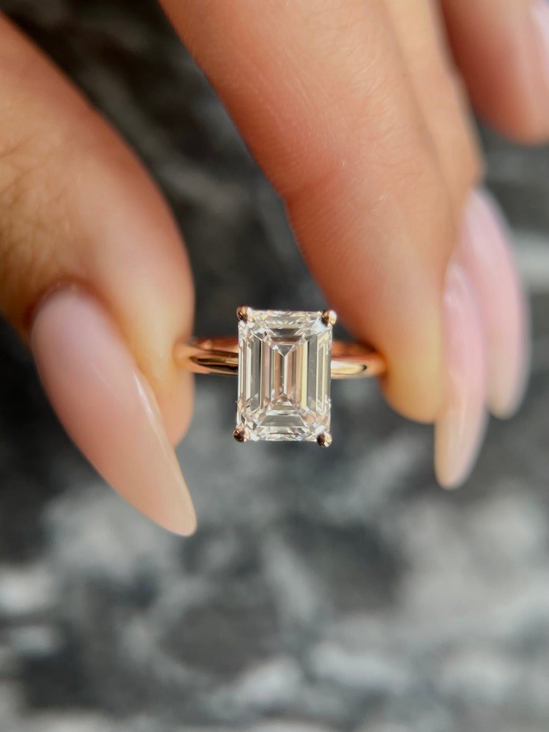 Shop emerald solitaire lab grown diamond engagement ring