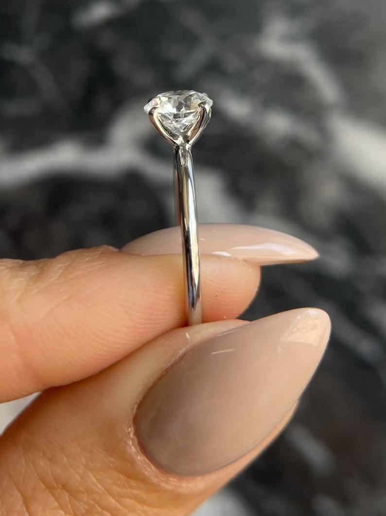 Handcrafted round cut solitaire lab grown diamond engagement ring