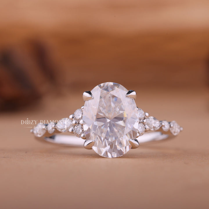 2.0CT oval cluster lab grown diamond engagement ring for sale