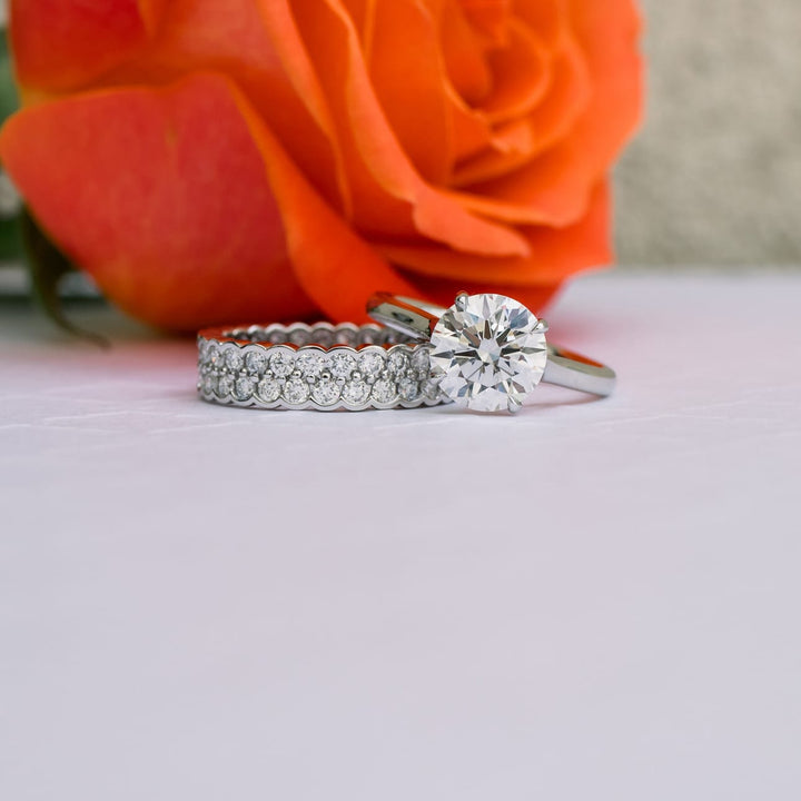 Round Cut Lab Grown Diamond Two Row Wedding Band - Doozy Diamonds