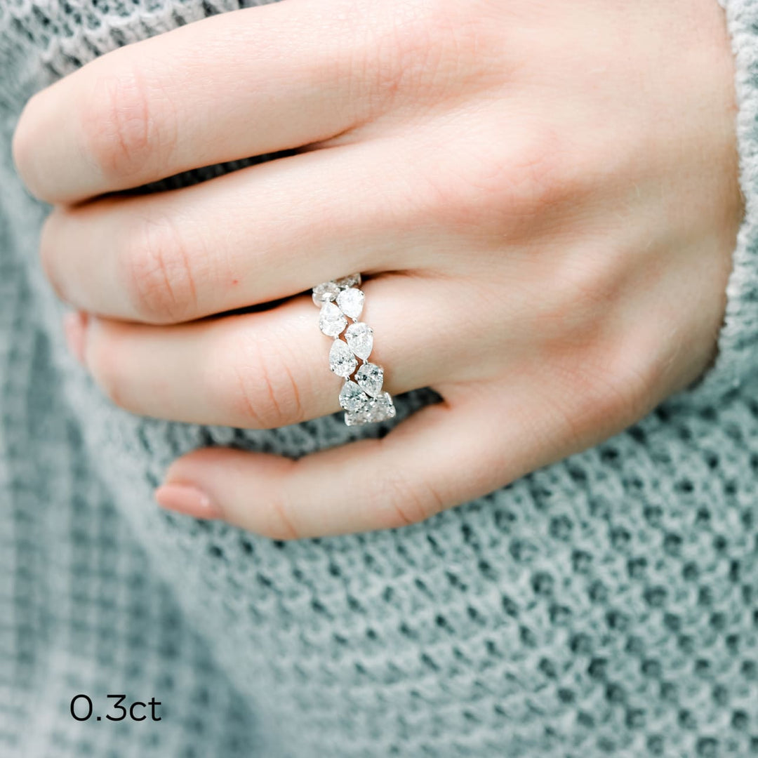 Pear Cut East - West DE - VS1 Lab Grown Diamond Full Eternity Wedding Band - Doozy Diamonds