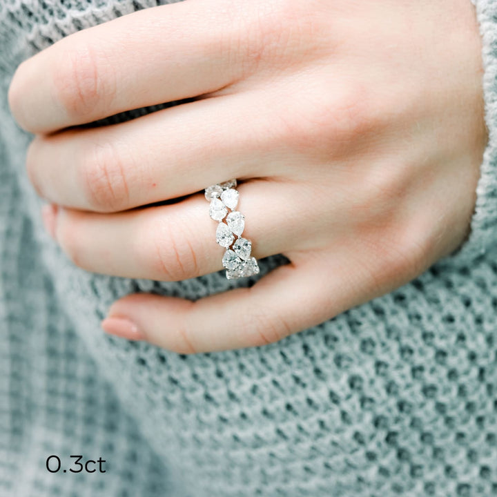 Pear Cut East - West DE - VS1 Lab Grown Diamond Full Eternity Wedding Band - Doozy Diamonds