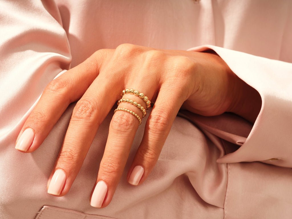 3mm Bead Wedding Band For Women 14k Solid Gold - Doozy Diamonds