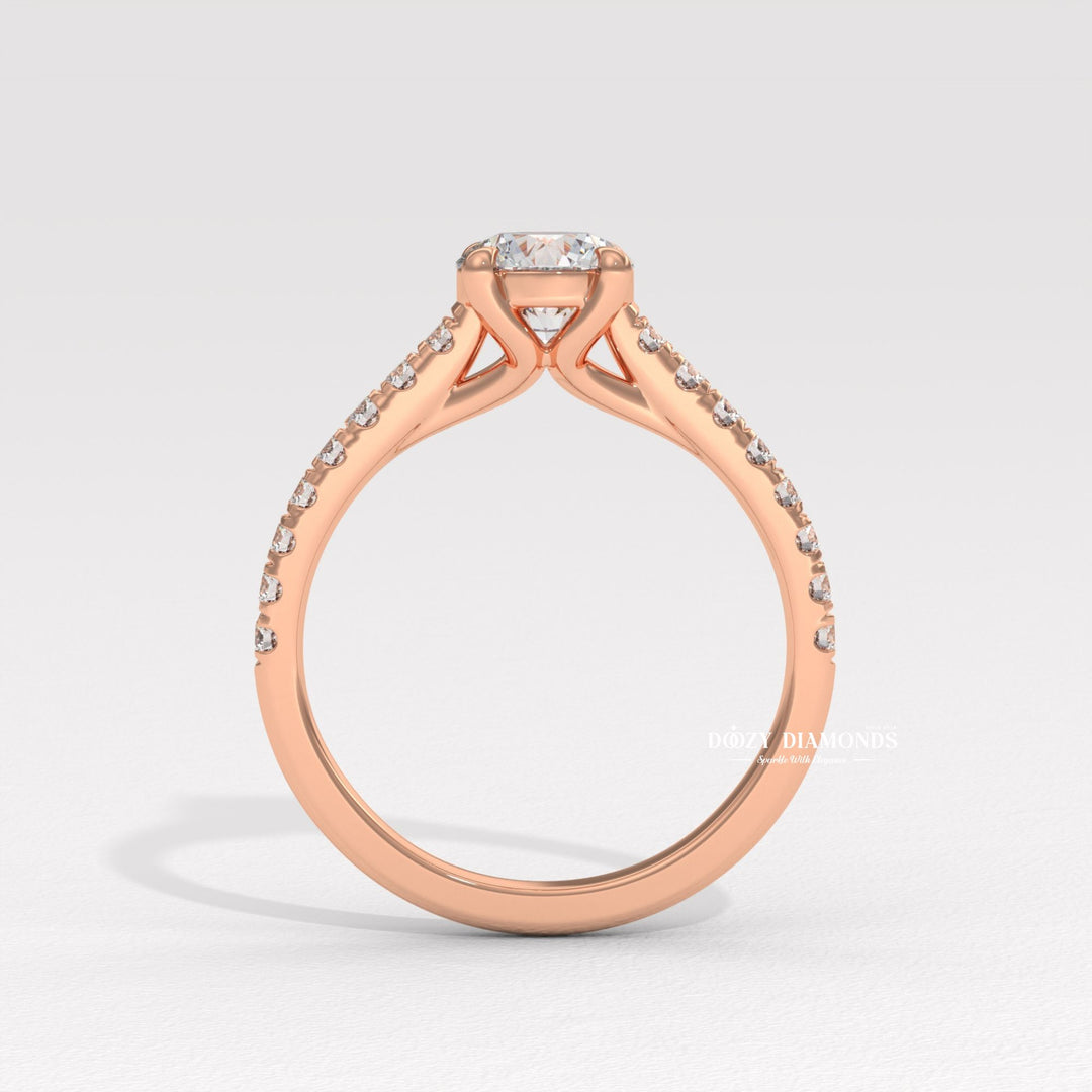 Round solitaire engagement ring with brilliant diamond sparkle