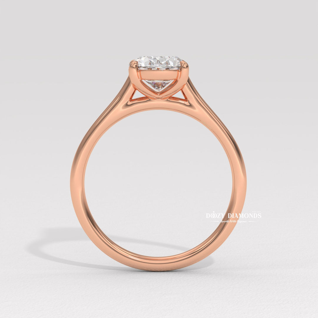 Oval solitaire engagement ring with certified lab grown diamond
