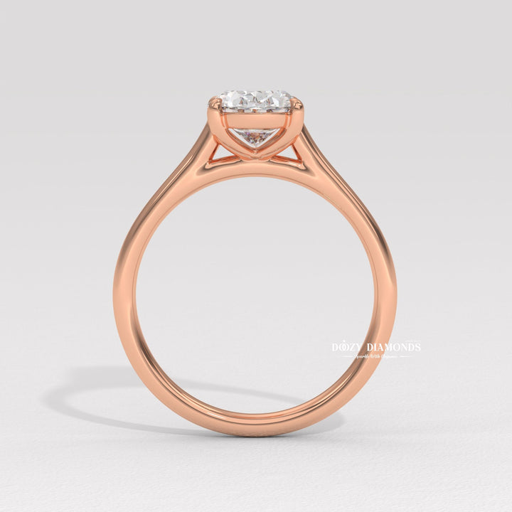 Oval solitaire engagement ring with certified lab grown diamond