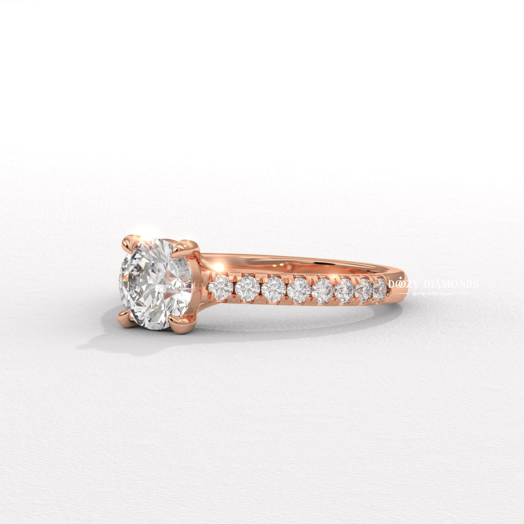 Round solitaire engagement ring close-up showing high clarity diamond clarity