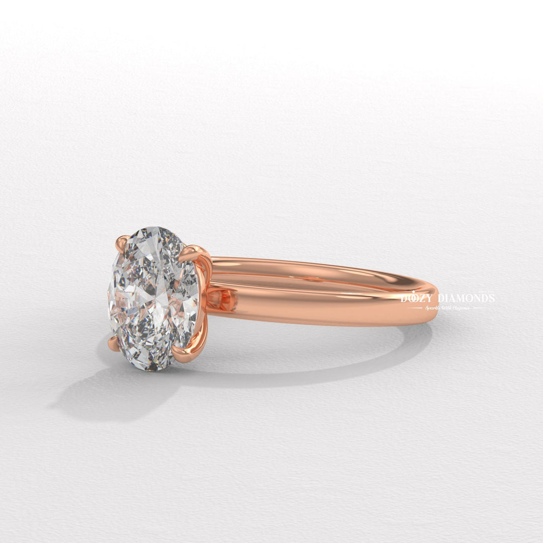 IGI certified oval cut diamond in solitaire engagement ring setting