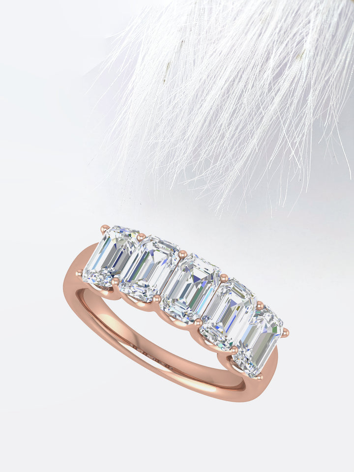 Emerald GH - VVS Lab Grown Diamond Five Stone Wedding Band - Doozy Diamonds