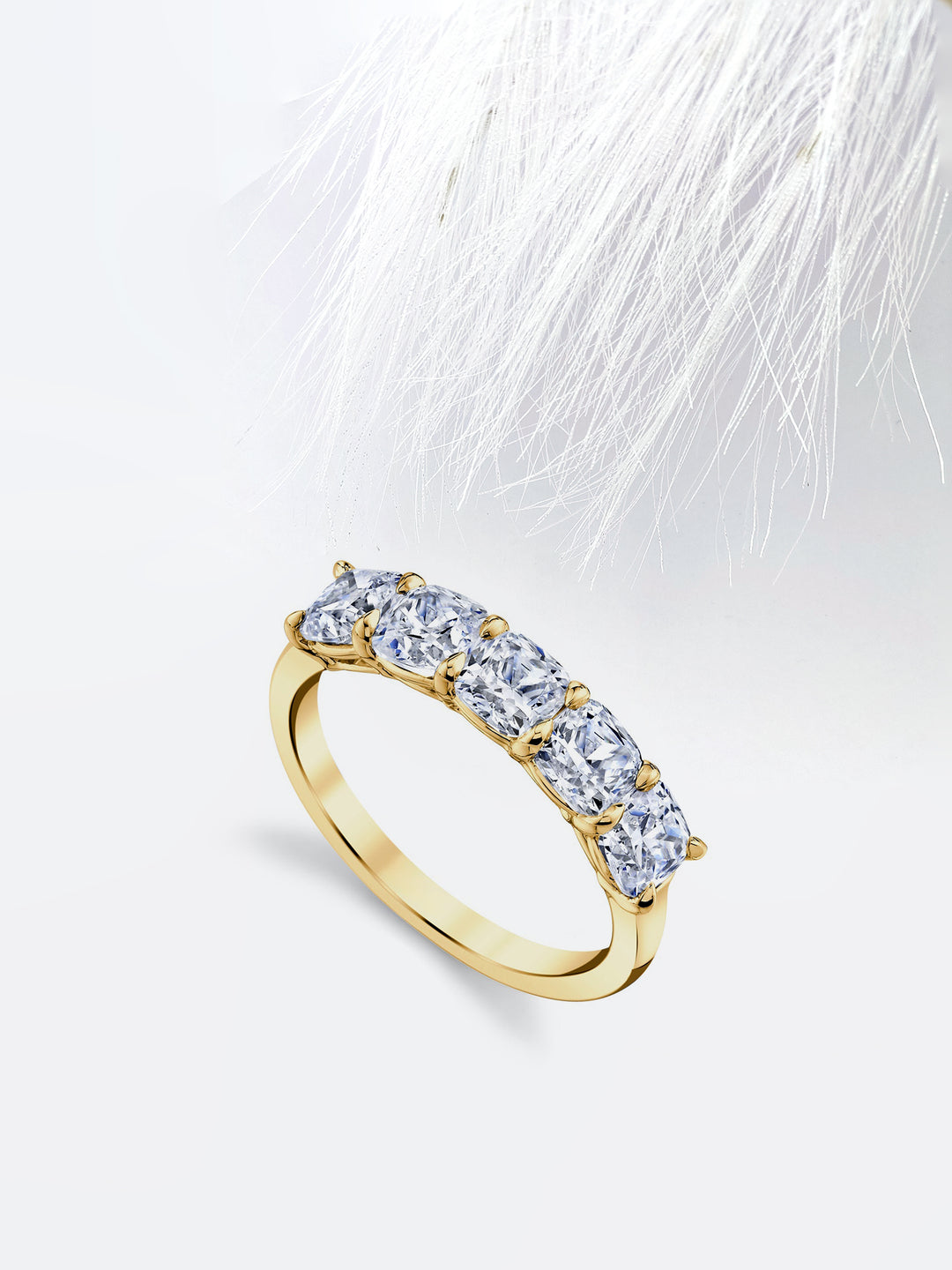 Cushion FG - VS1 Lab Grown Diamond Five Stone Wedding Band - Doozy Diamonds