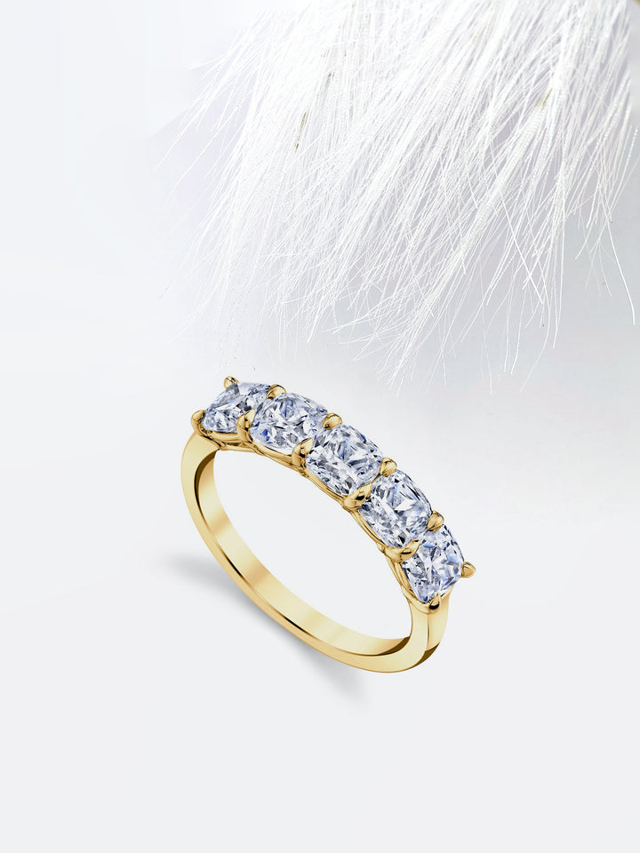 Cushion FG - VS1 Lab Grown Diamond Five Stone Wedding Band - Doozy Diamonds