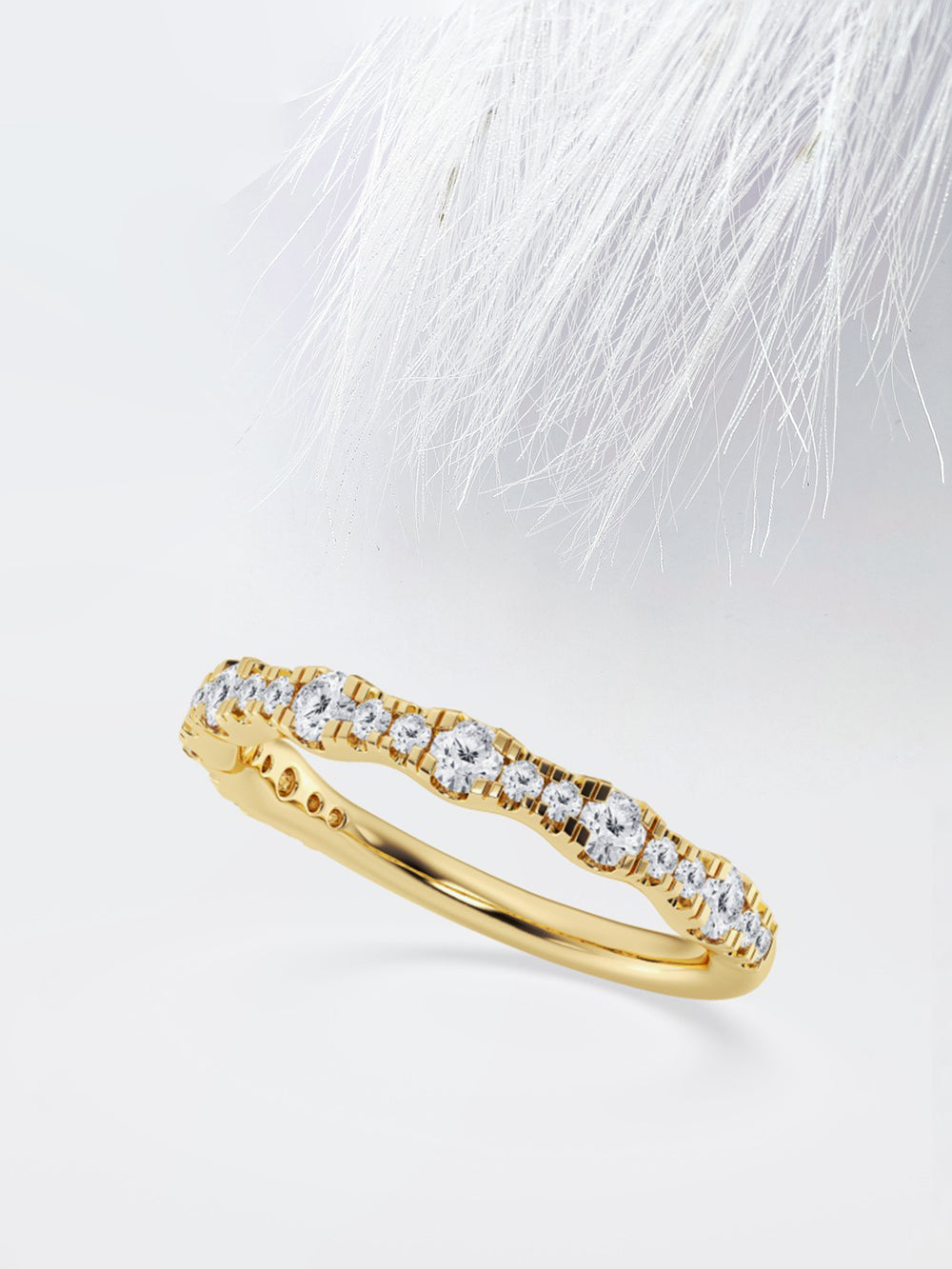 Round FG - VS2 Lab Grown Diamond Scalloped Wedding Band - Doozy Diamonds