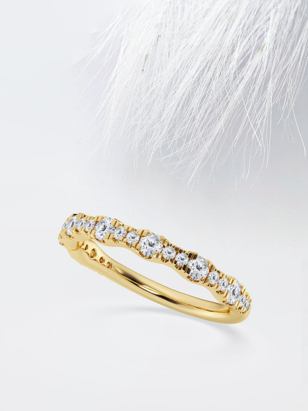 Round FG - VS2 Lab Grown Diamond Scalloped Wedding Band - Doozy Diamonds