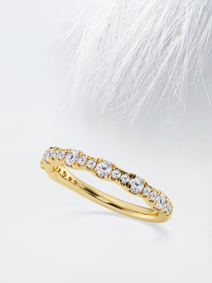 Round FG - VS2 Lab Grown Diamond Scalloped Wedding Band - Doozy Diamonds