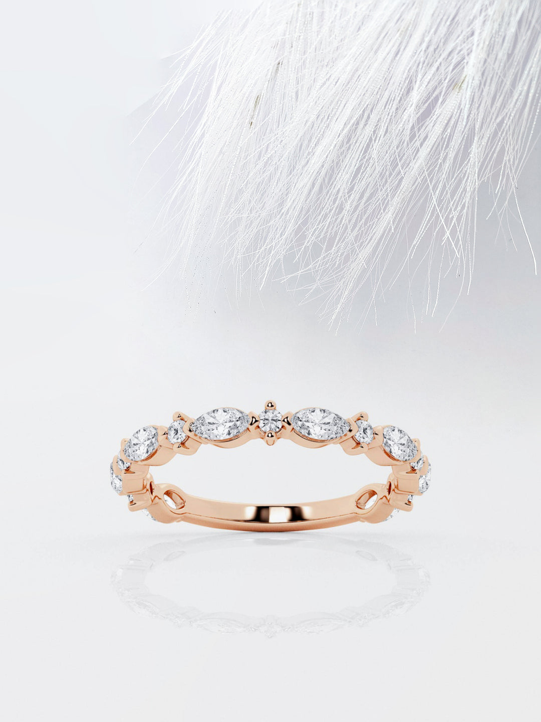 Marquise & Round FG - VS2 Lab Grown Diamond Alternative Pave Band - Doozy Diamonds