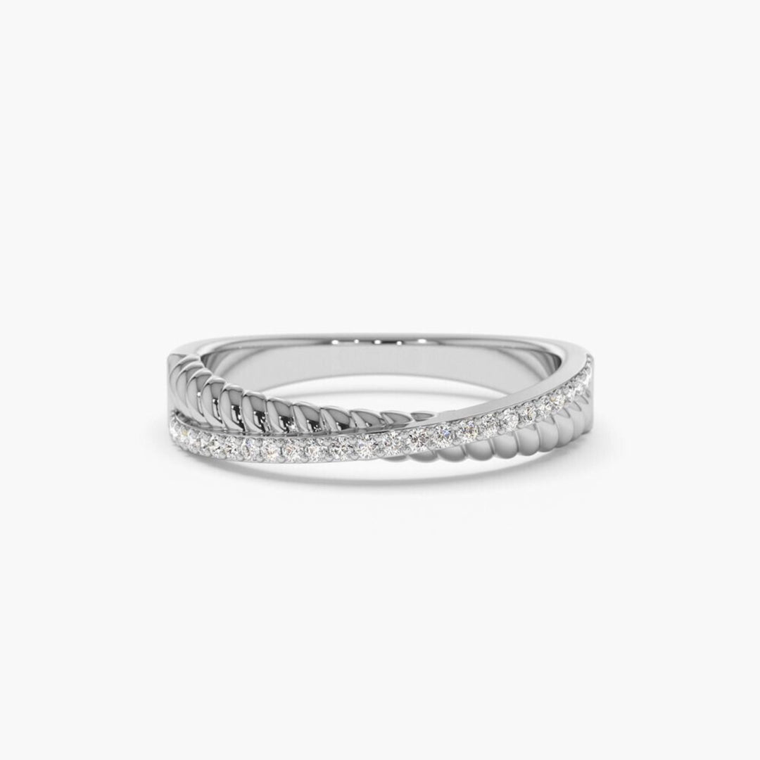 Round Diamond Twisted Rope Criss Cross Ring for Her - Doozy Diamonds