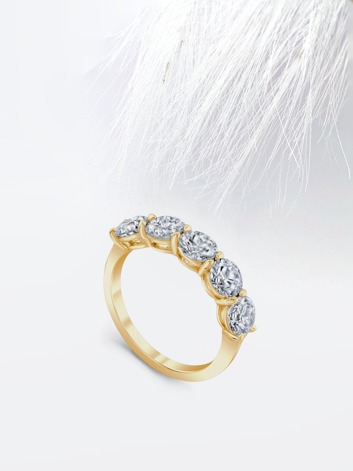 Round FG - VS1 Lab Grown Diamond Five Stone Wedding Band - Doozy Diamonds