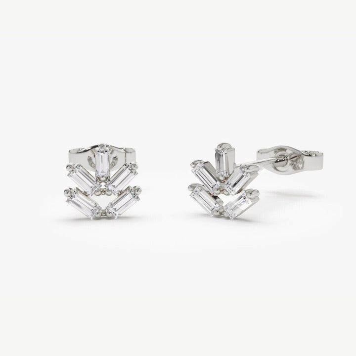Baguette Cut Diamond Stud Earrings for Christmas Gift - Doozy Diamonds