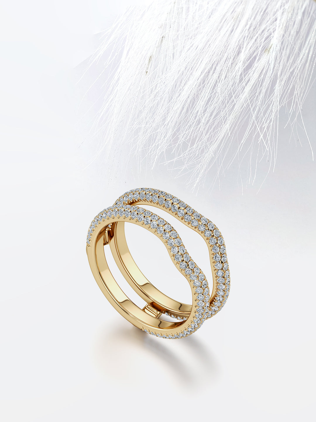 Round FG - VS1 Lab Grown Diamond Three Side Pave Double Stacking Band - Doozy Diamonds