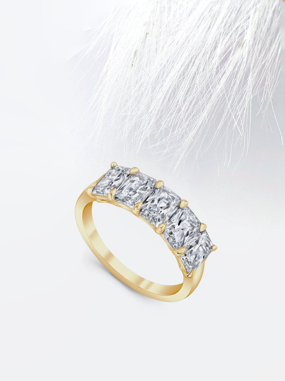 Radiant FG - VS1 Lab Grown Diamond Five Stone Wedding Band - Doozy Diamonds