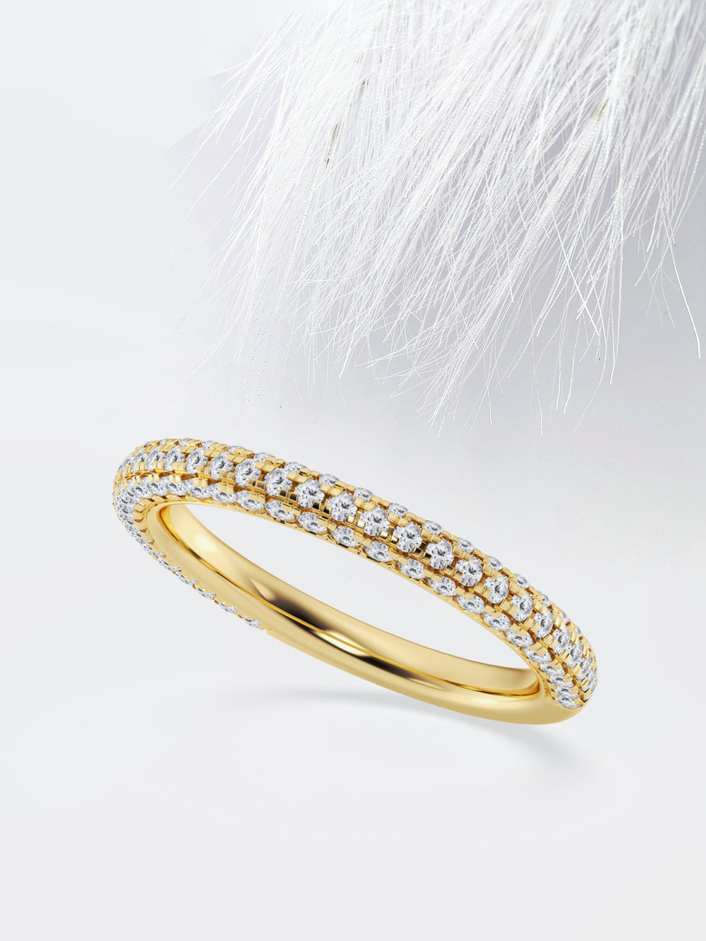Round FG - VS2 Lab Grown Diamond Three Side Pave Half Eternity Band - Doozy Diamonds
