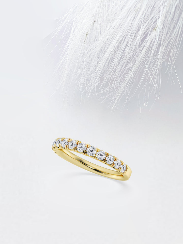Round FG - VS2 Lab Grown Diamond French Pave Wedding Band - Doozy Diamonds