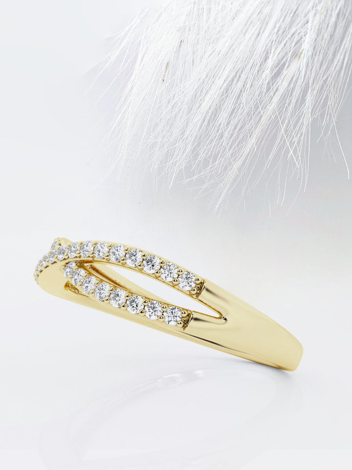 Round FG - VS2 Lab Grown Diamond Crossover Wedding Band - Doozy Diamonds