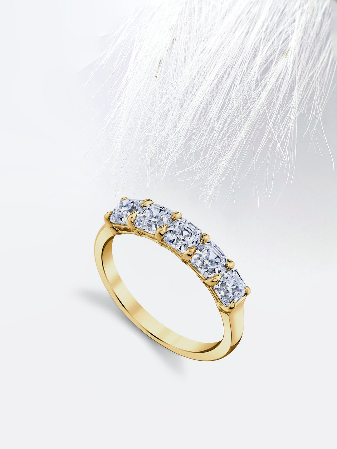 Asscher FG - VS1 Lab Grown Diamond Five Stone Wedding Band - Doozy Diamonds