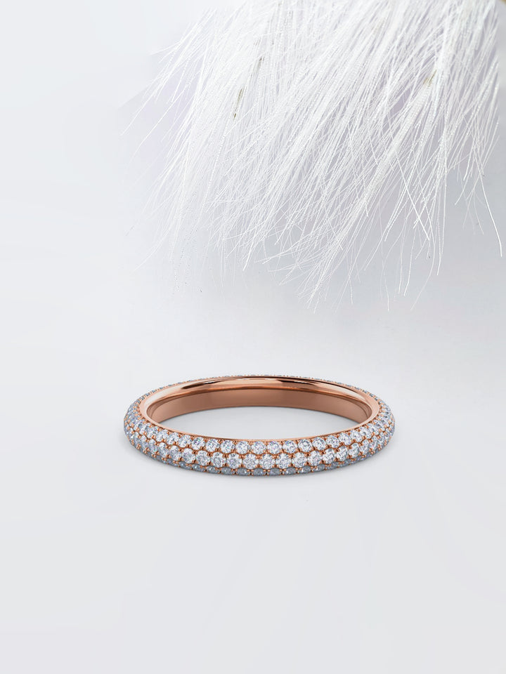 Round DE - VS1 Lab Grown Diamond Three Side Pave Wedding Band - Doozy Diamonds