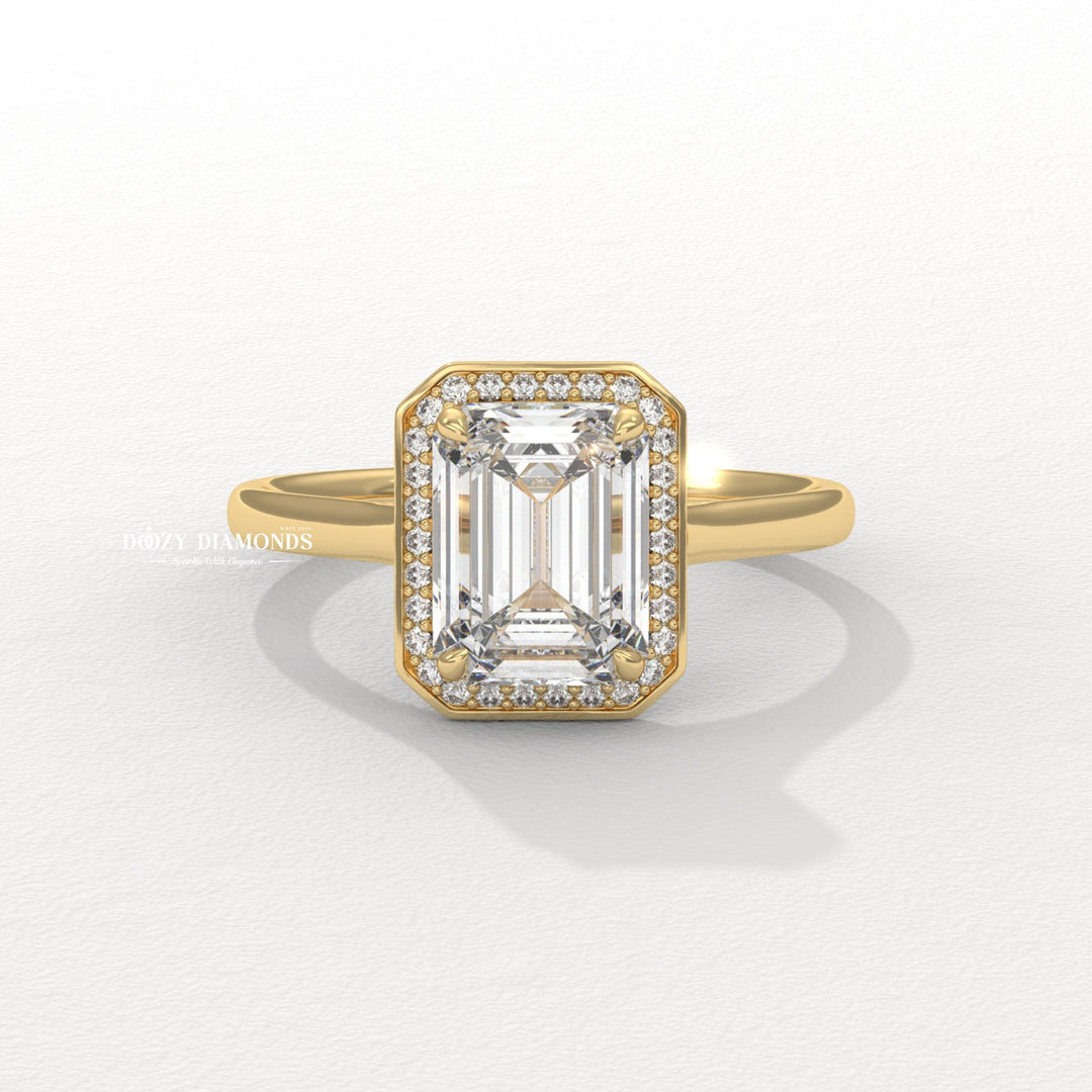 Shop emerald halo lab grown diamond engagement ring