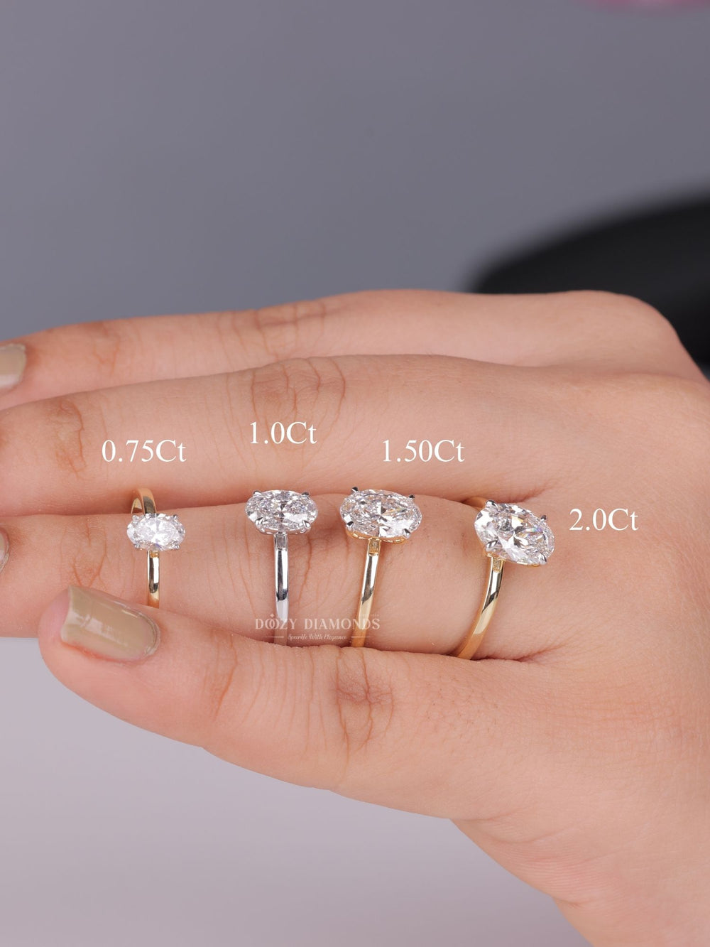 IGI certified oval cut diamond in solitaire engagement ring setting
