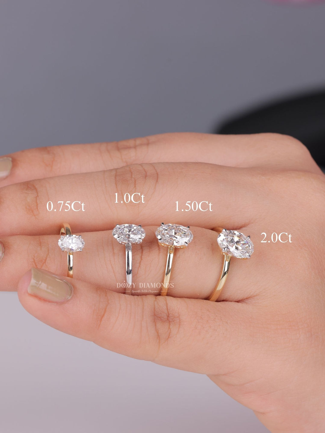 IGI certified oval cut diamond in solitaire engagement ring setting