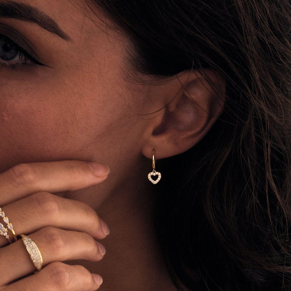 Heart Shape Hoop Diamond Earrings for Women - Doozy Diamonds