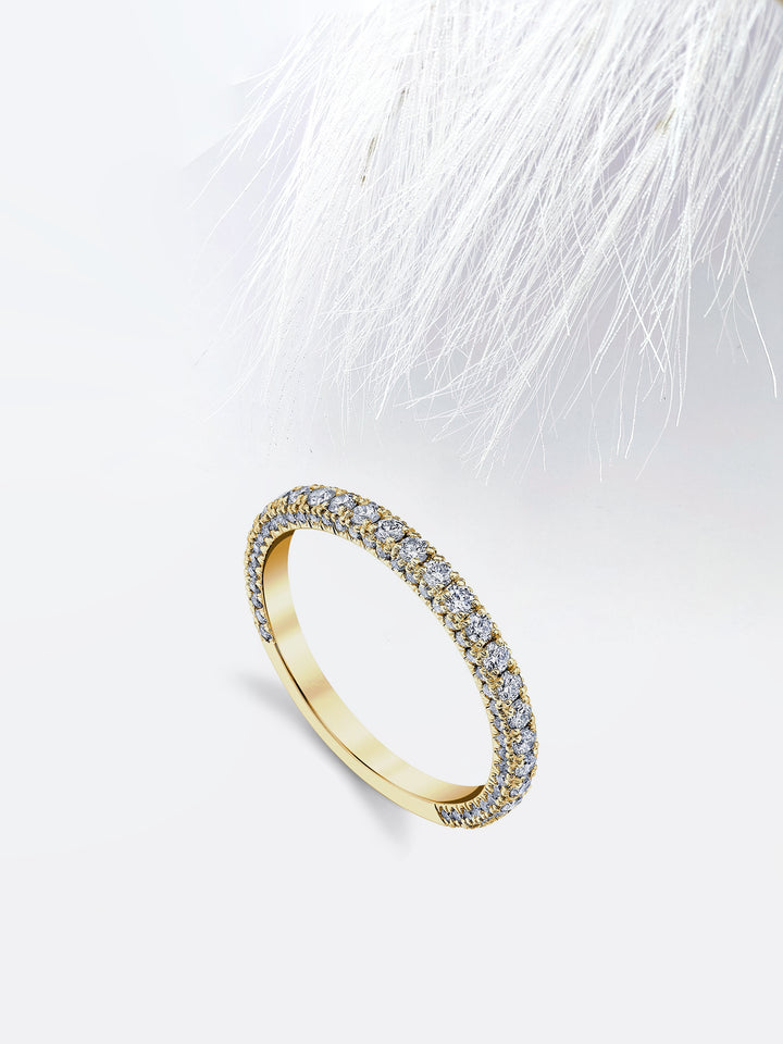 Round FG - VS1 Lab Grown Diamond Three Side Pave Wedding Band - Doozy Diamonds