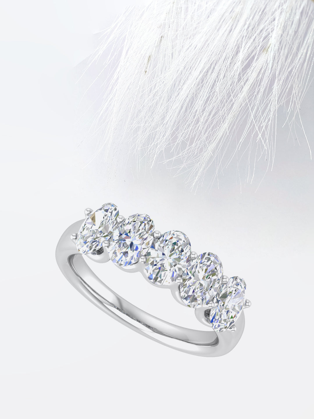 Oval GH - VVS Lab Grown Diamond Five Stone Wedding Band - Doozy Diamonds
