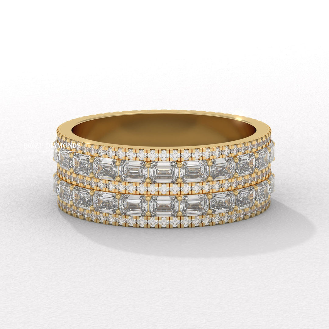 Baguette Eternity baguette & round diamond wedding band front view