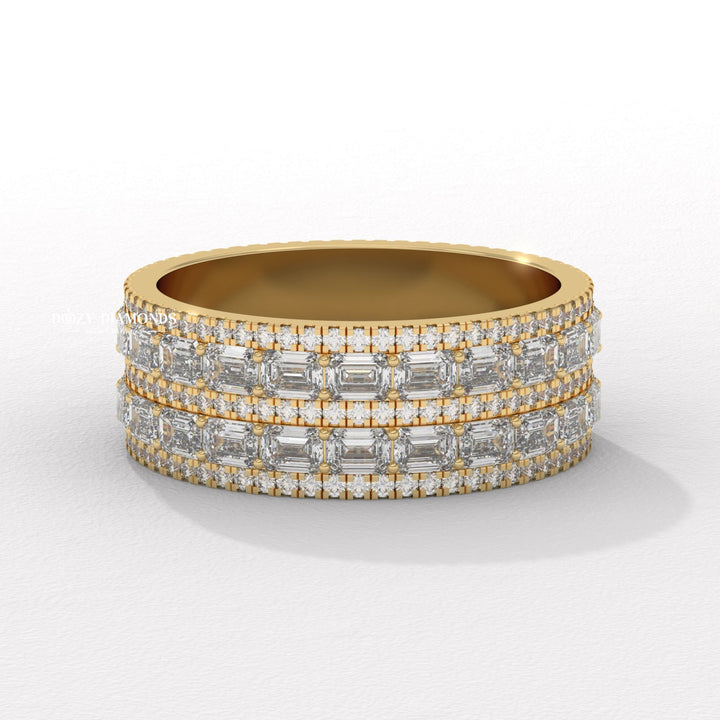 Baguette Eternity baguette & round diamond wedding band front view