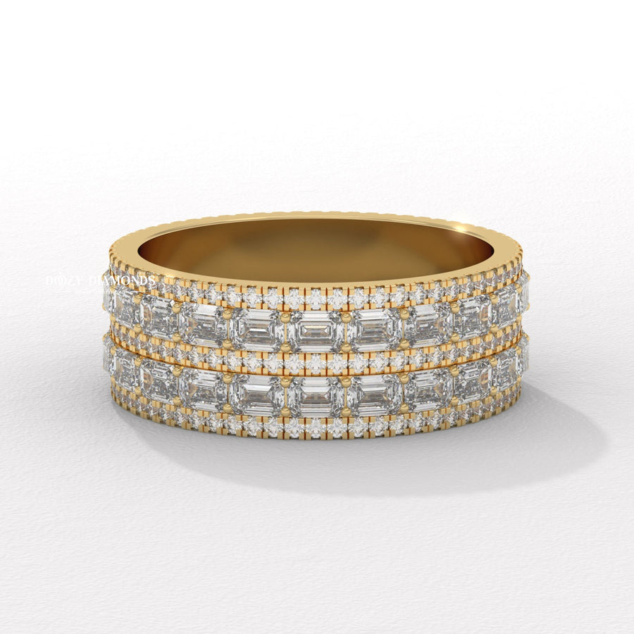 Baguette Eternity baguette & round diamond wedding band front view