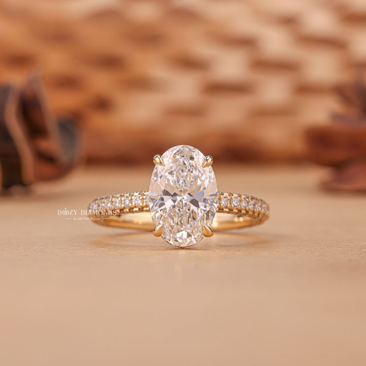 Discover oval hidden halo lab grown diamond engagement ring online