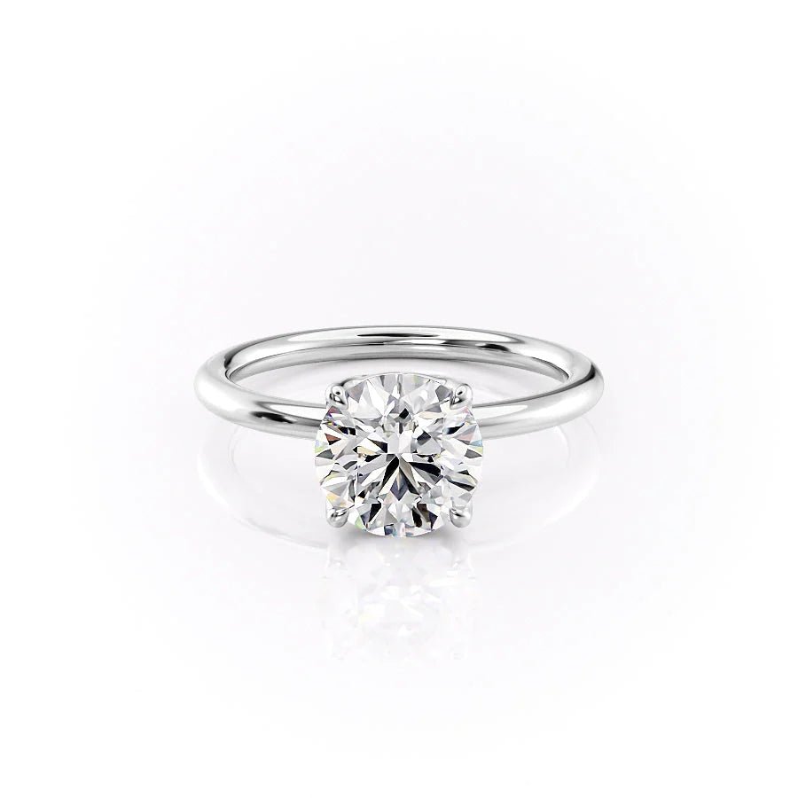 Unboxing view of round cut solitaire diamond engagement ring