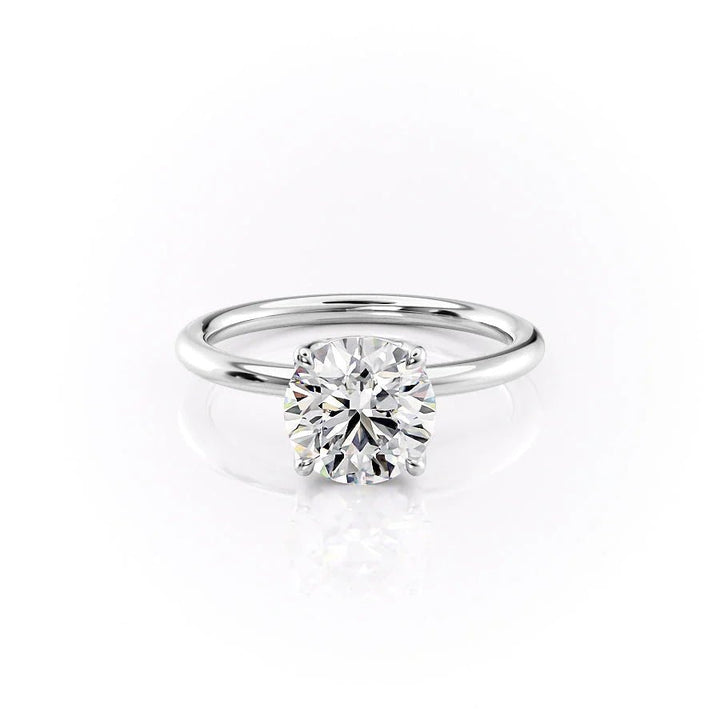 Unboxing view of round cut solitaire diamond engagement ring
