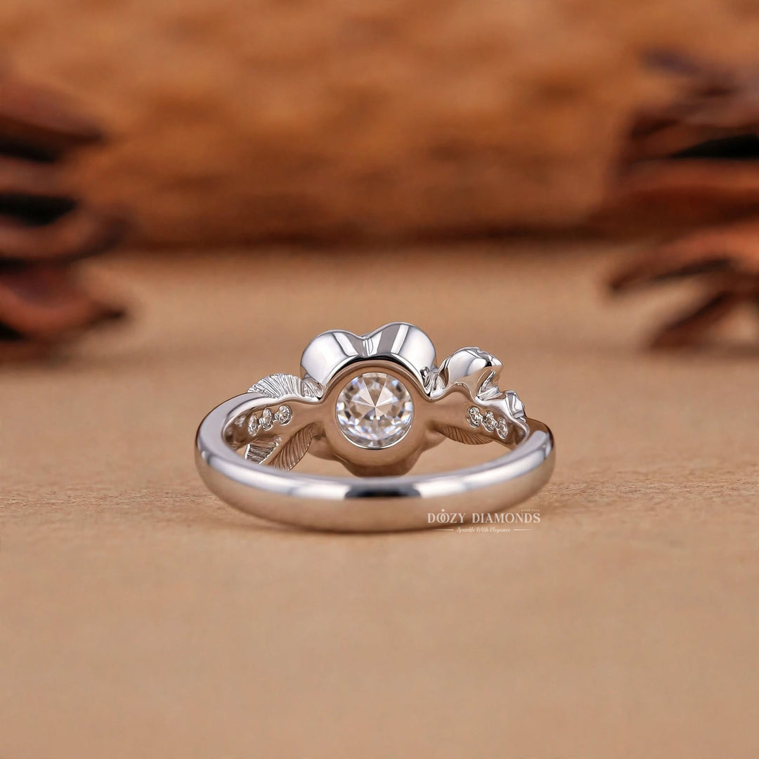 2.0CT Round Brilliant Cut Lab Grown Diamond Flower Style Engagement Ring