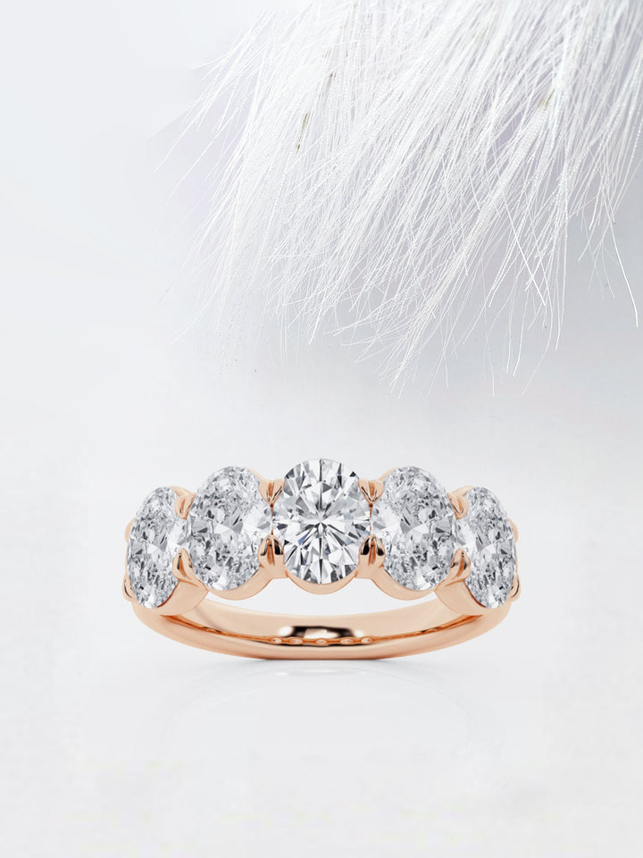 Oval FG - VS2 Lab Grown Diamond Five Stone Wedding Band - Doozy Diamonds